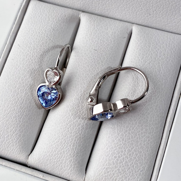 Stříbrné náušnice srdce dívčí modré